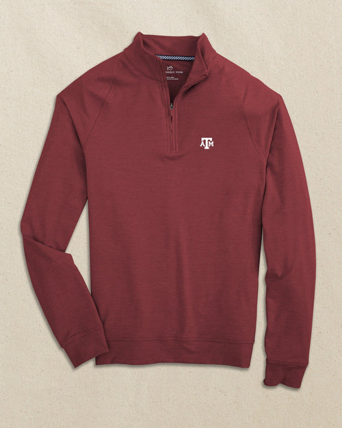 The front view of the Southern Tide Texas A&M Aggies Cruiser Quarter Zip by Southern Tide - Heather Chianti